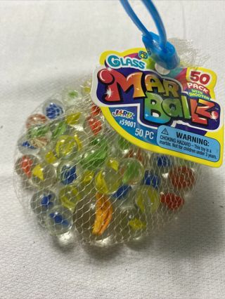 NEW with TAG 50 Pack Glass Marbles - Includes a Jumbo Shooter! JA-RU Toys (BJ)