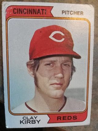 1974 T.C.G. CLAY KIRBY CINCINNATI REDS BASEBALL CARD# 287