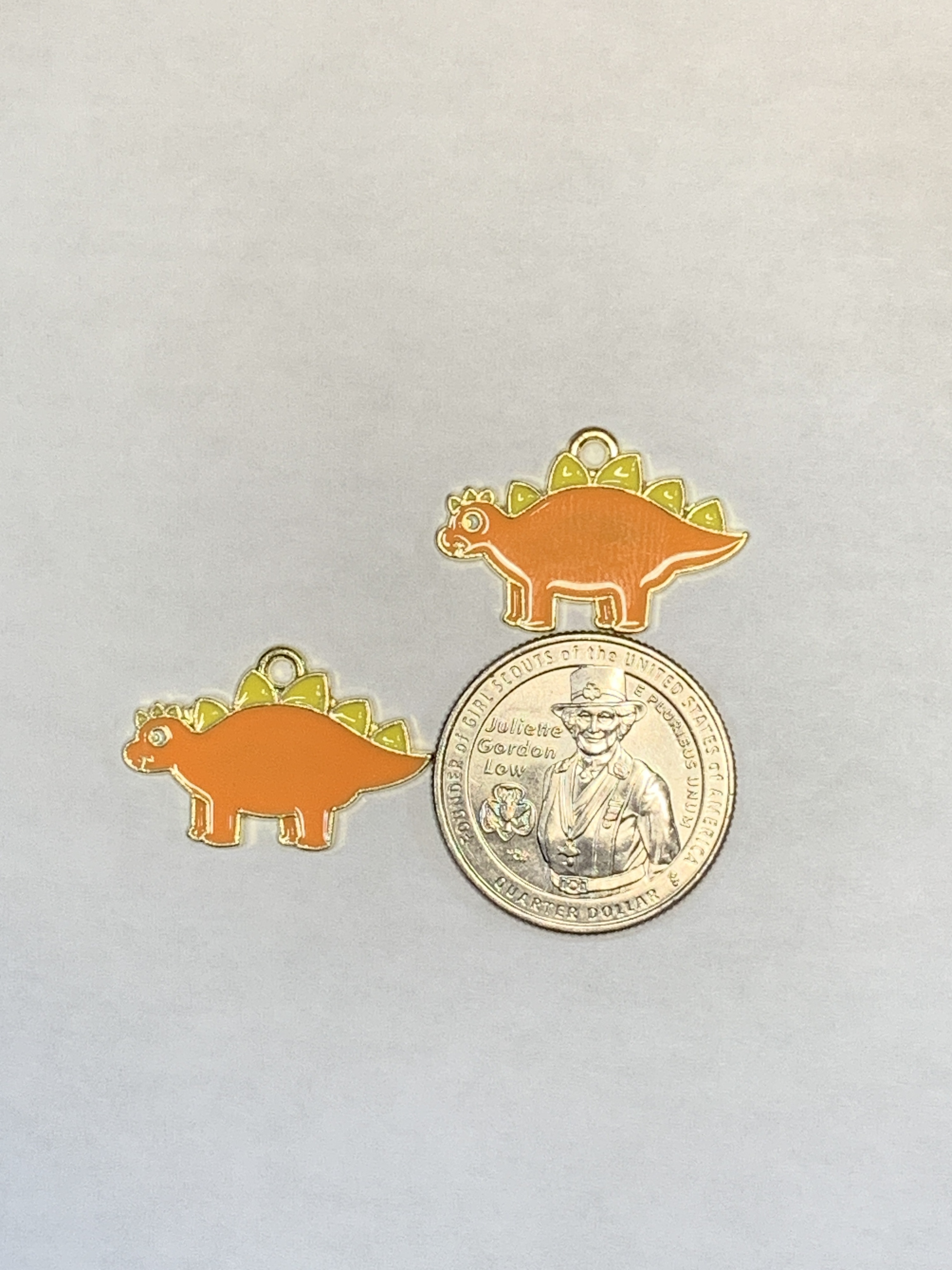 Free: DINOSAUR CHARMS~#4~ORANGE~SET OF 2 CHARMS~FREE SHIPPING!
