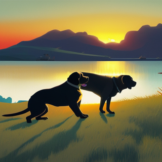 Listia Digital Collectible: Labrador Retrievers at sunset