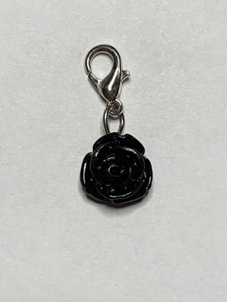 ❣ROSE DANGLE FLOWER CHARM~BLACK #4~WITH LOBSTER CLASP~FREE SHIPPING❣
