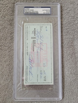 1971 Ralph Kiner Hand-Written Autographed Check with PSA DNA Authentication