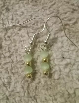 Neon green crystal dainty hook earrings new