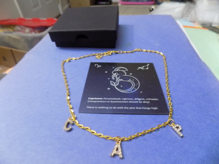 NIP Capricorn Constellation necklace # 4 rhinestone covered CAP giftboxed