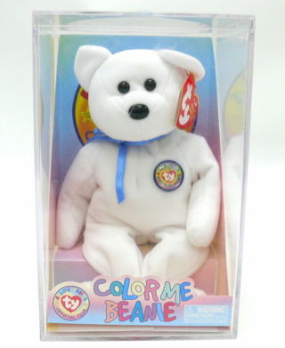 vintage ty beannie baby color me birthday bear in original clear case