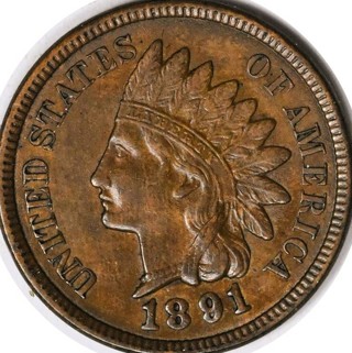 1891 Indian Head Cent,  Crisp Date, Circulated, Insured, Refundable.Guaranteed .