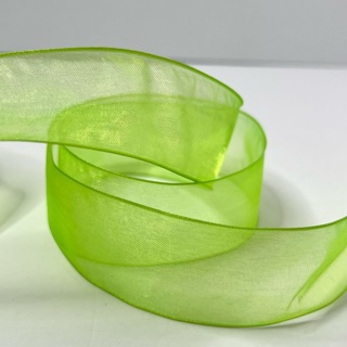 Bright Green 1.5” Wide Wire Edge Ribbon 