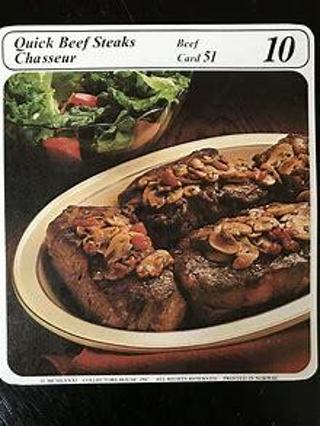 Quick Beef Steaks Chasseur RECIPE CARD+ 10 recipes