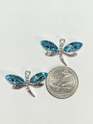 DRAGONFLY CHARMS~#2~LAKE BLUE~SET OF 2 CHARMS~FREE SHIPPING!