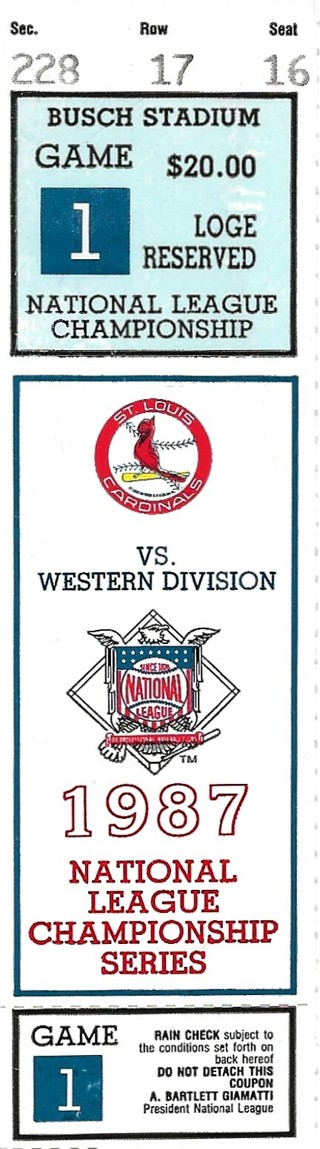 1987 National League Championship Series Full Ticket Game 1 Cardinals Vs. Giants