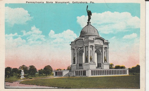 Vintage Used Postcard: (k): 1926 Pennsylvania State Monument, Gettysburg, PA