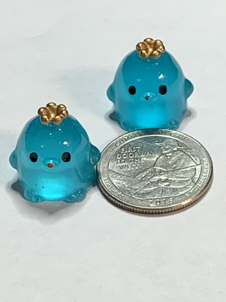 CROWN CHICKS~#1~BLUE~SET OF 2 CHICKS~GLOW IN THE DARK~FREE SHIPPING!