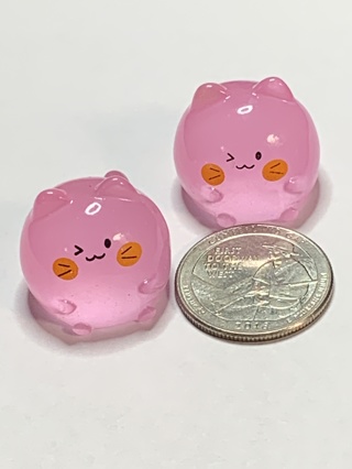 FAT CATS~#2~PINK~SET OF 2 CATS~GLOW IN THE DARK~FREE SHIPPING!