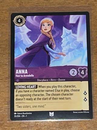 Disney LORCANA - Anna: HEIR TO ARENDELLE # 35/204 - Uncommon NON-Foil