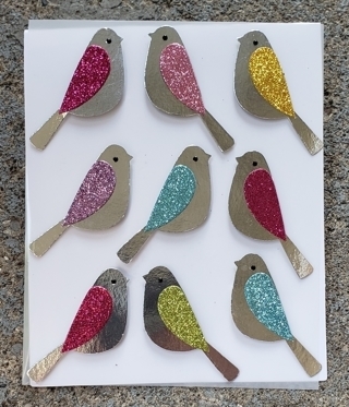 3 D BIRDS STICKERS HAVE GLITTER ON THEIR WINGS