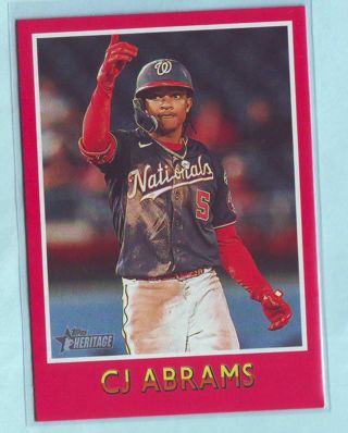 2024 Topps Heritage CJ Abrams BASEBALL SENSATIONS INSERT Baseball Card # 75BS-3 Nationals