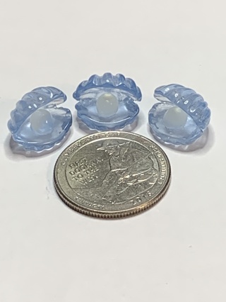 SHELLS~#3~BLUE~ MINIS~SET OF 3 SHELLS~GLOW IN THE DARK~FREE SHIPPING!