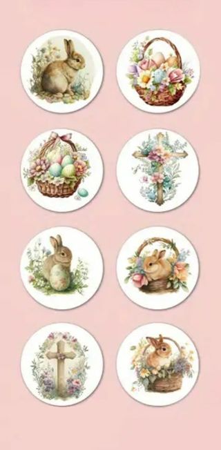 ➡️NEW⭕(8) 1" BEAUTIFUL EASTER STICKERS!!