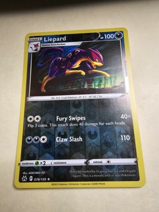 Pokemon Liepard 078/159 reverse holo rare card