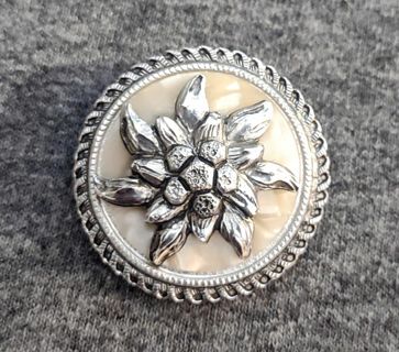 Vintage Western Germany Silver Tone and Mother of Pearl Scarf Clip