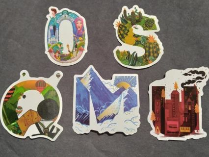 5 Vinyl Stickers Letters