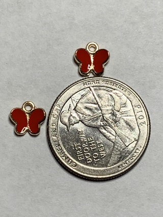 BUTTERFLY CHARMS~#41~RED~SET OF 2~FREE SHIPPING!