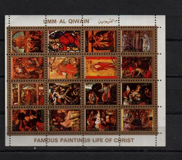 mini sheet 0f 16 Famous paintings - Life of Christ