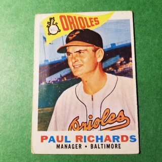 1960 - TOPPS BASEBALL CARD NO. 224 -  PAUL RICHARDS MGR. - ORIOLES - EXMT-NRMT+