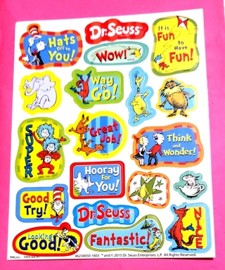 CHRISTMAS DR SEUSS THE CAT IN THE HAT STICKERS 3 SHEETS