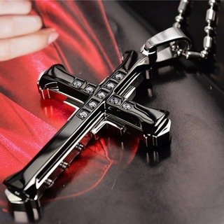 Jesus Crystal Cross Pendant Necklace
