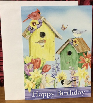 Birds Perching on Bird Houses Birthday Card