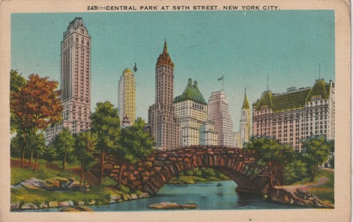 Vintage Used Postcard: j: 1942 Central Park, NYC, NY