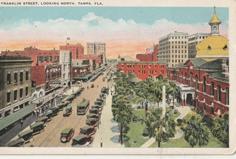 Vintage Unused Postcard: (k1) Pre Linen: Franklin Street looking North, Tampa, FL