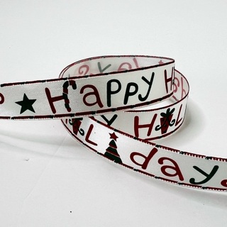 Happy Holidays Satin 5/8” Wide Ribbon 