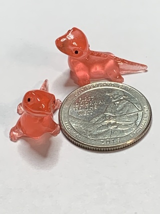 LIZARDS~#1~RED~MINIS~SET OF 2 LIZARDS~GLOW IN THE DARK~FREE SHIPPING!