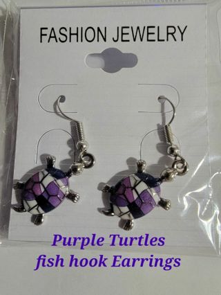 1 pair purple Turtles earrings