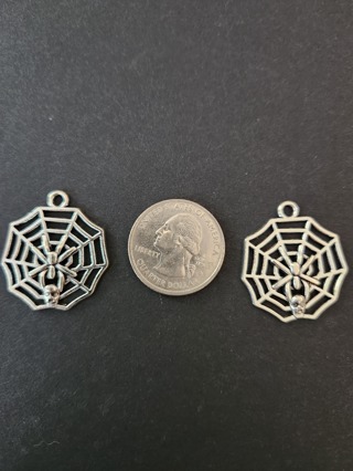 (2) Spiderwebs w/Spider Charms/Pendants