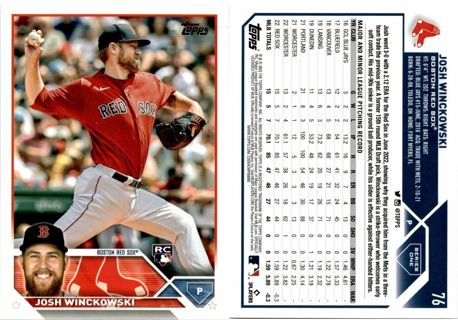 2023 Topps Rookie Baseball Card 76 JOSH WINCKOWSKI BOSTON RED SOX