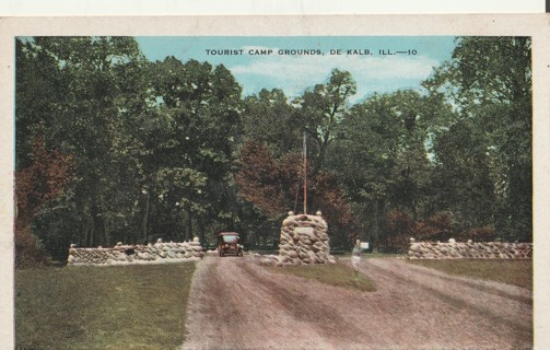 Vintage Unused Postcard: gin: Pre Linen: Tourist Camp Grounds, De Kalb, IL