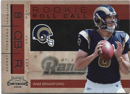 2010 CONTENDERS SAM BRADFORD ROOKIE ROLL CALL CARD