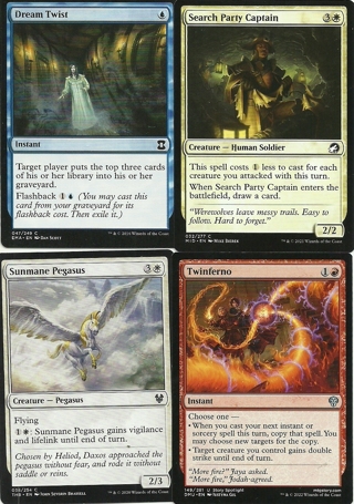 4 MTG Cards: Twinferno  Dominaria United149/281 Sunmane Pegasus 038/254 & More