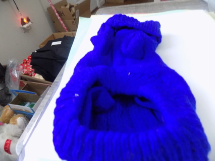 Royal blue knitted sweater for little dog