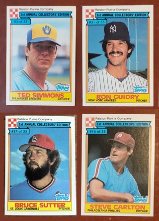 1984 Topps Ralston Purina 4 different Cards - Simmons Sutter Carlton Guidry