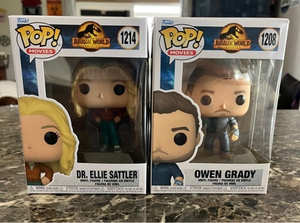 Pop funko Owen Grady 1208 & DR. Ellie Sattler 1214