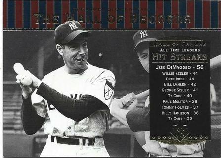 2001 UPPER DECK JOE DIMAGIO HALL OF RECORDS CARD