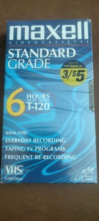 Maxell VHS Video Tapes Standard Grade 6 Hours T-120 New and Sealed
