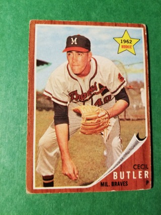 1962 - TOPPS EXMT - NRMT BASEBALL - CARD NO. 239 - CECIL BUTLER ROOKIE - BRAVES