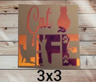 HOLOGRAPHIC CAT LIFE VINYL DECAL