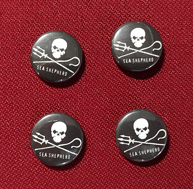 FREE: 4 Sea Shepherd Jolly Roger 1 inch Buttons Whale Wars