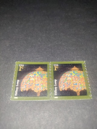 Two "Tiffany Lamp" USA 1¢ Stamps